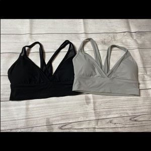 Black and gray aerie bralette sports bras